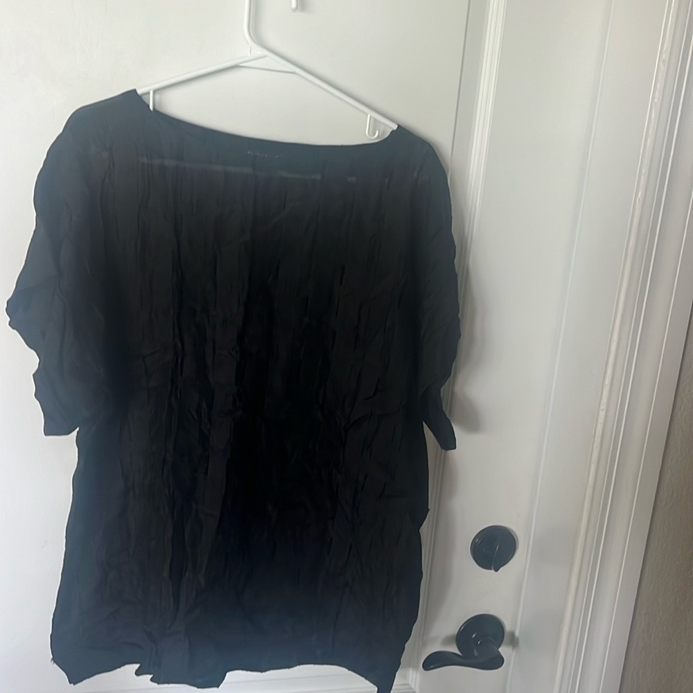 EUC Eileen Fisher, organic cotton and silk boat neck oversized black top.XXS